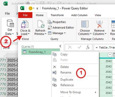 Renaming the source query in Power Query