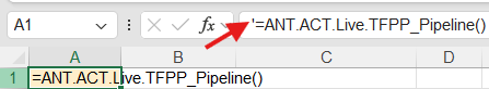Cell A1 on the Pipeline - AOD tab with the formula commented out